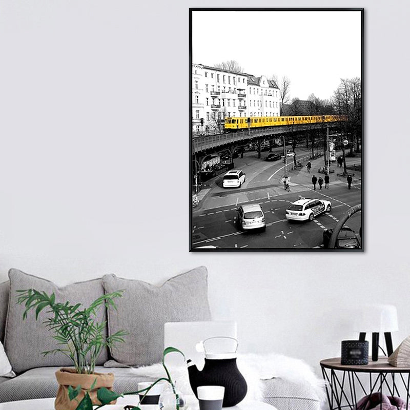 Grey City Traffic Canvas Print Decorative Wall Art Decor for Living Room, Multiple Sizes