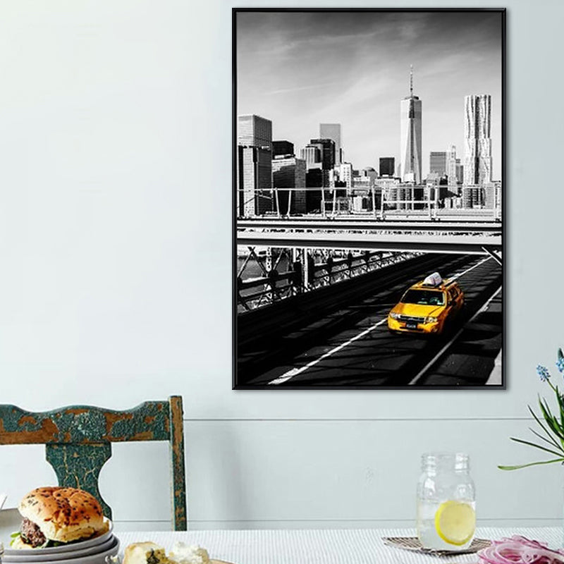 Grey City Traffic Canvas Print Decorative Wall Art Decor for Living Room, Multiple Sizes