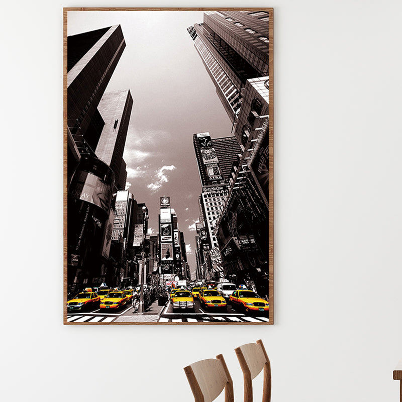 City Street View Skyscrapers Art Print Modernism Canvas Wall Decoration in Black