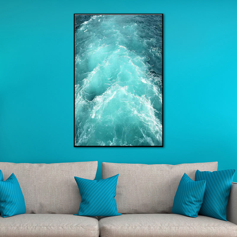 Ocean Waves Print Wall Art Modern Enchanting Seascape Canvas in Light Color for Room