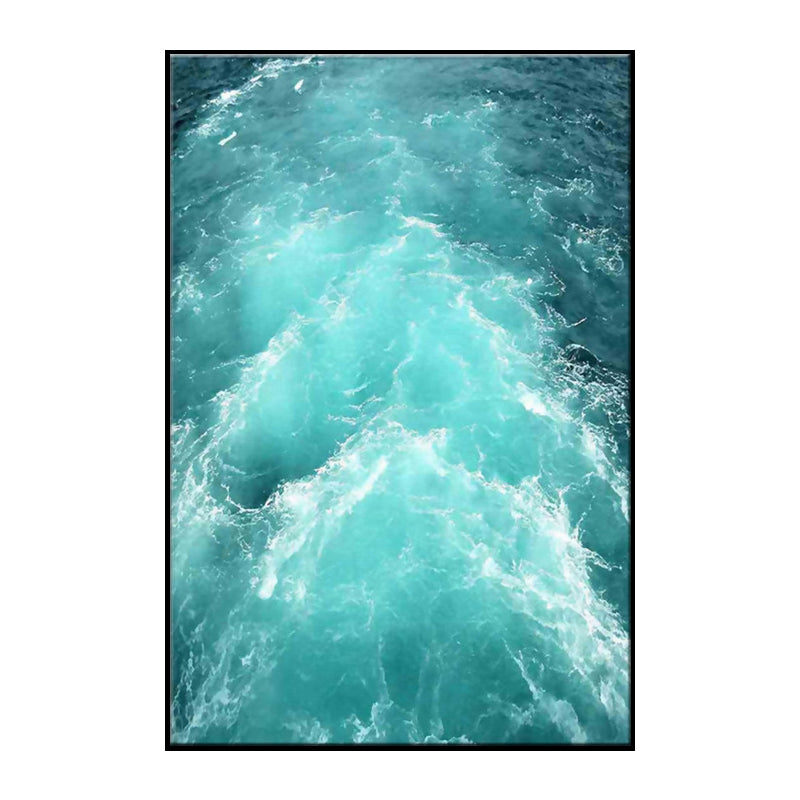 Ocean Waves Print Wall Art Modern Enchanting Seascape Canvas in Light Color for Room