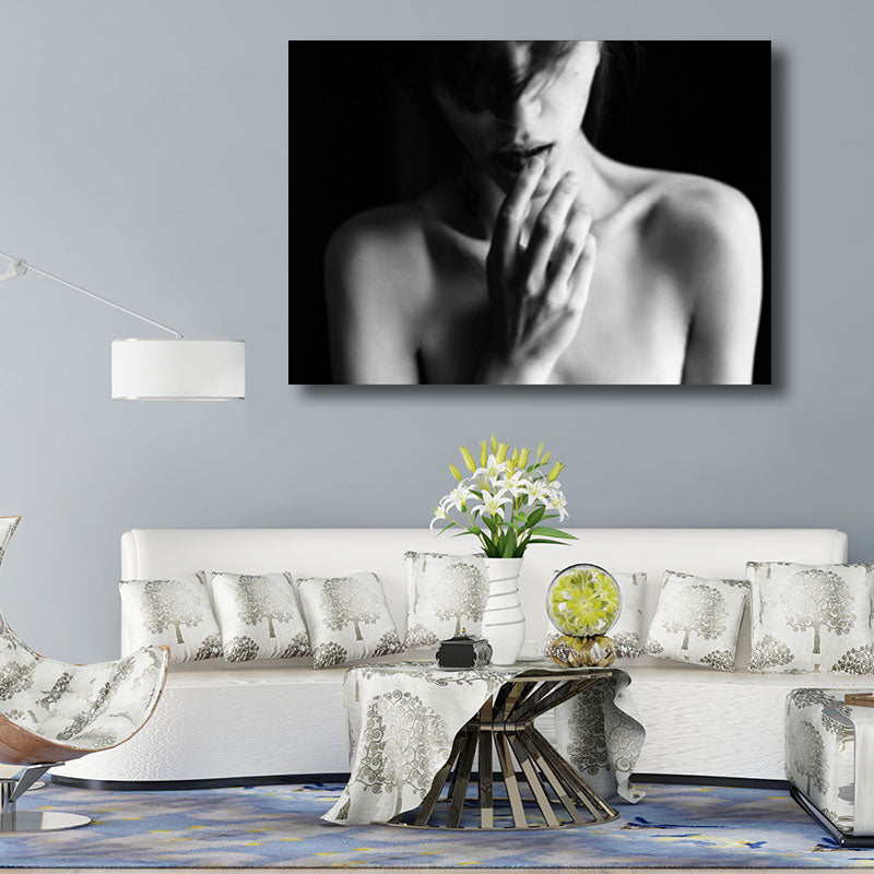 Modernist Naked Lady Paintings for Sleeping Room Canvas Wall Art in Grey, Multiple Sizes