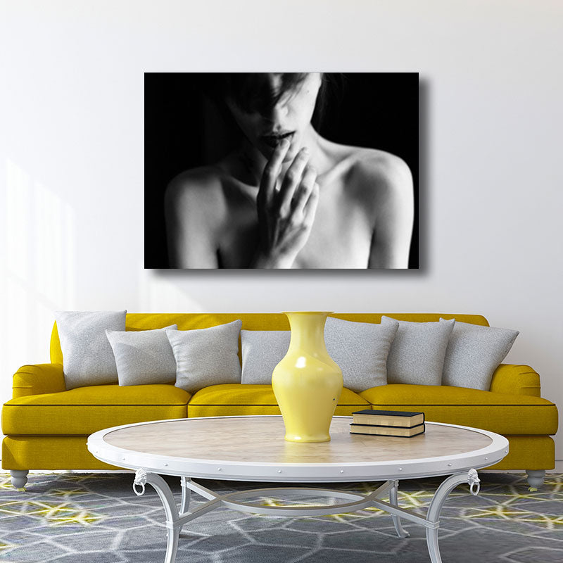 Modernist Naked Lady Paintings for Sleeping Room Canvas Wall Art in Grey, Multiple Sizes