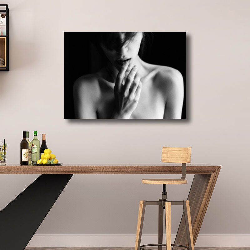 Modernist Naked Lady Paintings for Sleeping Room Canvas Wall Art in Grey, Multiple Sizes