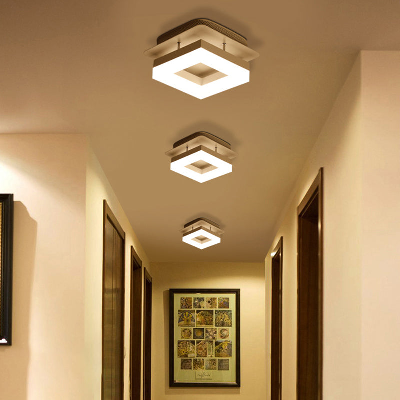 Acryl ronde/vierkant plafond semi -spoeling mount licht modern LED -verlichtingsarmatuur in warm/wit licht voor gang