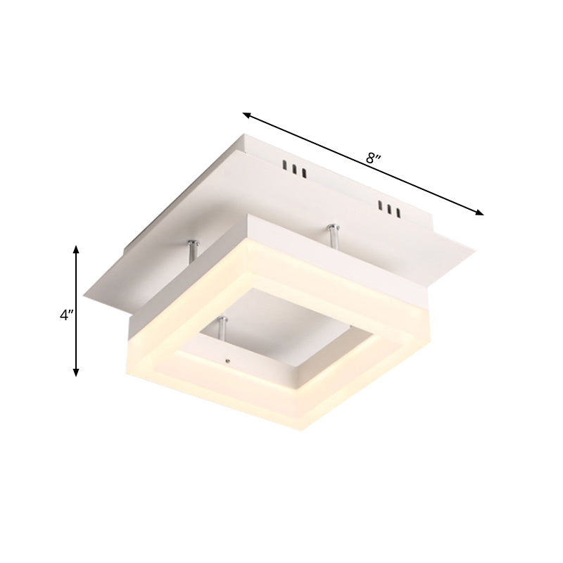 Acrylic Round/Square Ceiling Semi Flush Mount Light Modern LED Lighting Fixture in Warm/White Light for Corridor