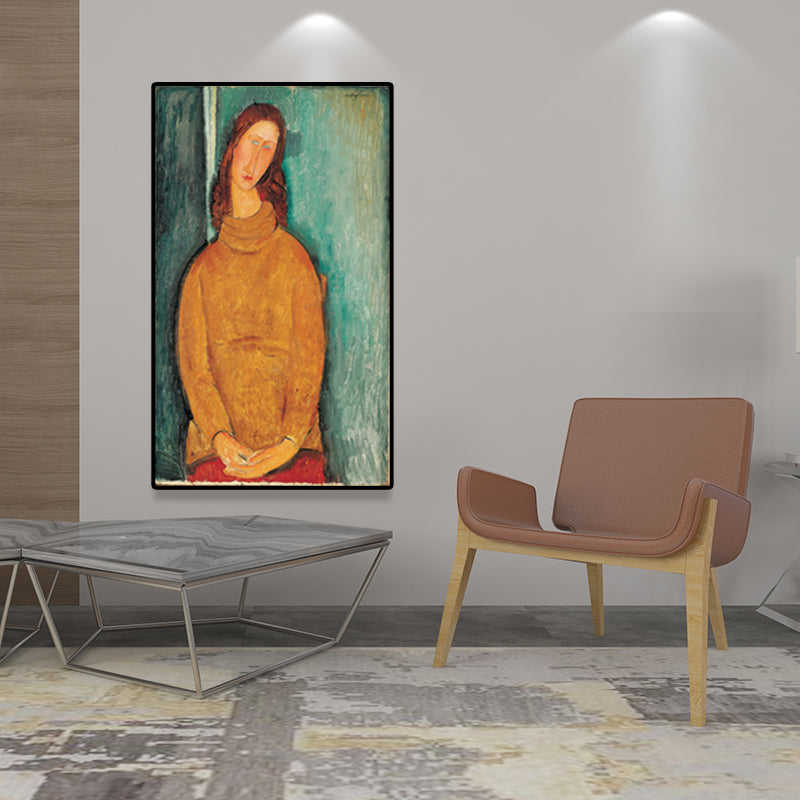 Textured Modigliani Woman Portrait Art Print Canvas Vintage Painting for Girls Room