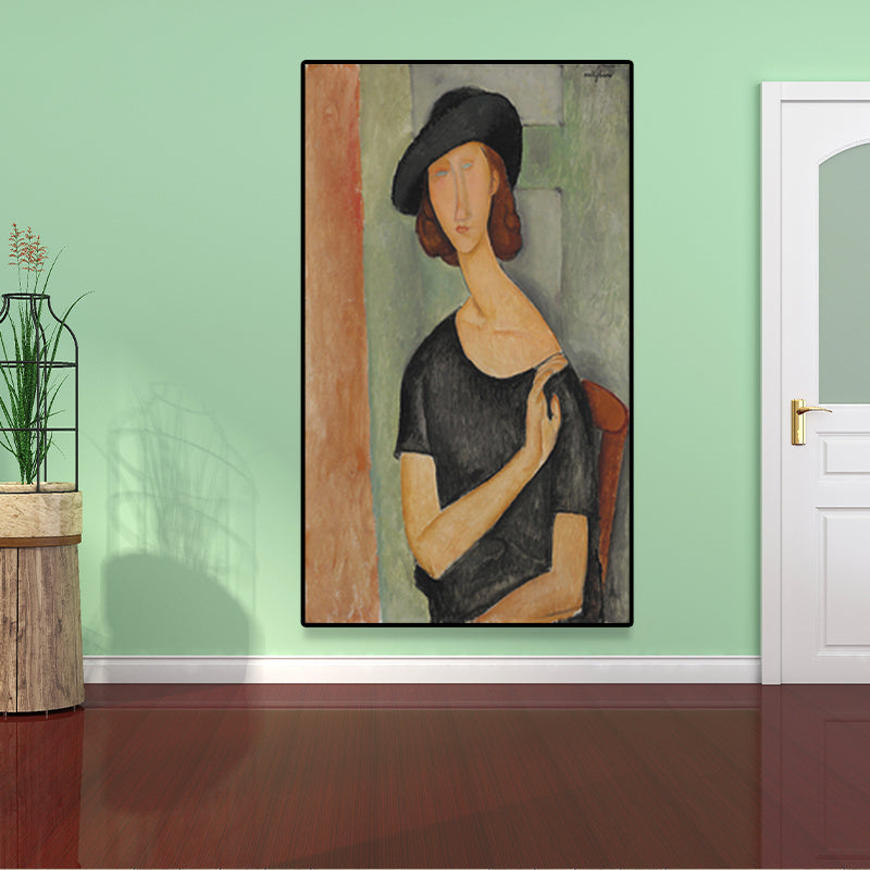 Textured Modigliani Woman Portrait Art Print Canvas Vintage Painting for Girls Room