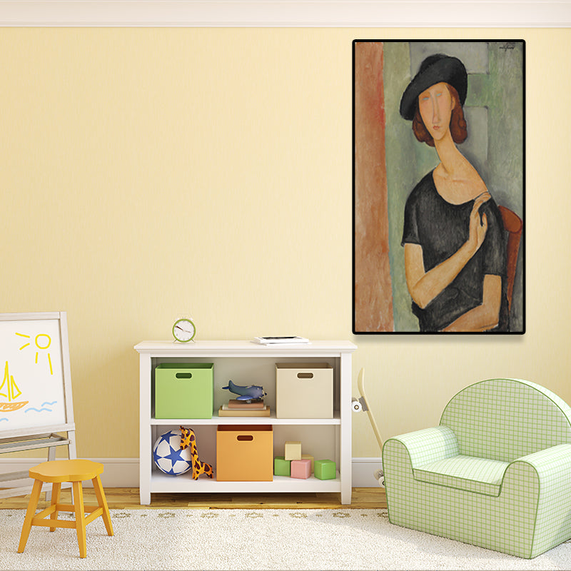 Textured Modigliani Woman Portrait Art Print Canvas Vintage Painting for Girls Room