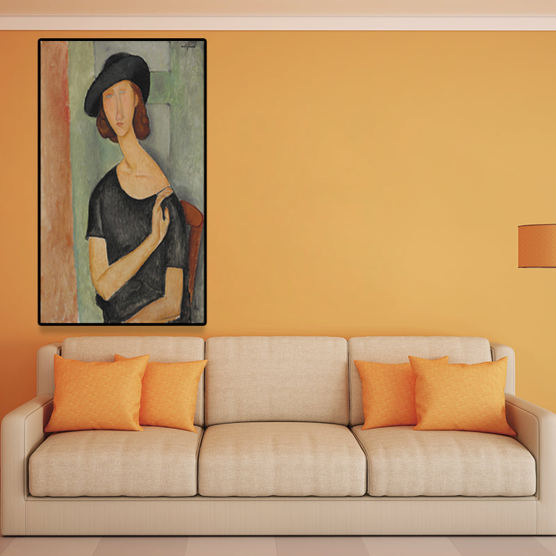 Textured Modigliani Woman Portrait Art Print Canvas Vintage Painting for Girls Room