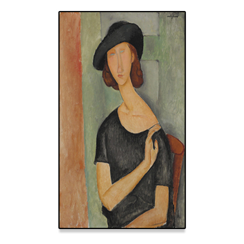 Textured Modigliani Woman Portrait Art Print Canvas Vintage Painting for Girls Room