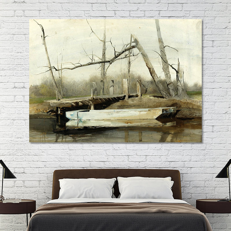 Farmhouse Landscape Painting Canvas Textured Black Wall Art Decor for Family Room