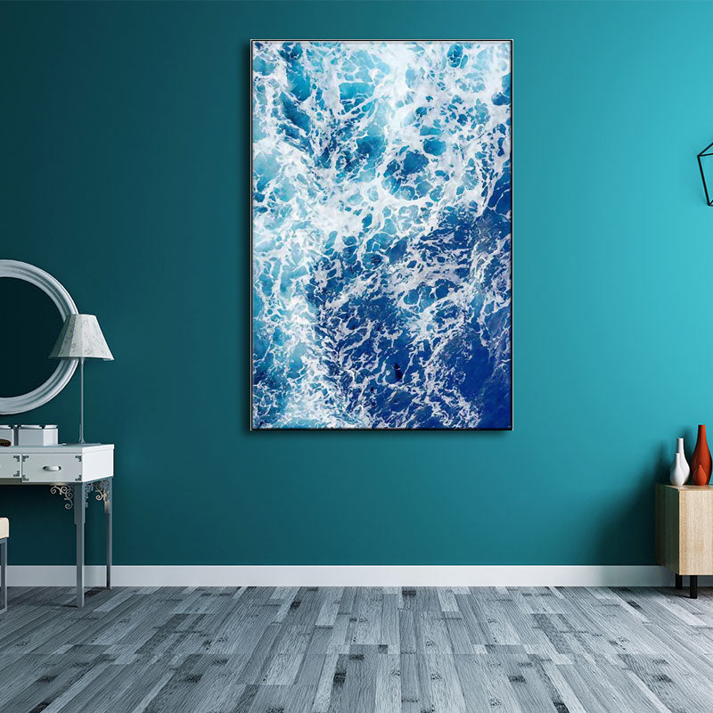 Blue Ocean Spindrift Canvas Art Seascape Modernist Textured Wall Decoration for Home