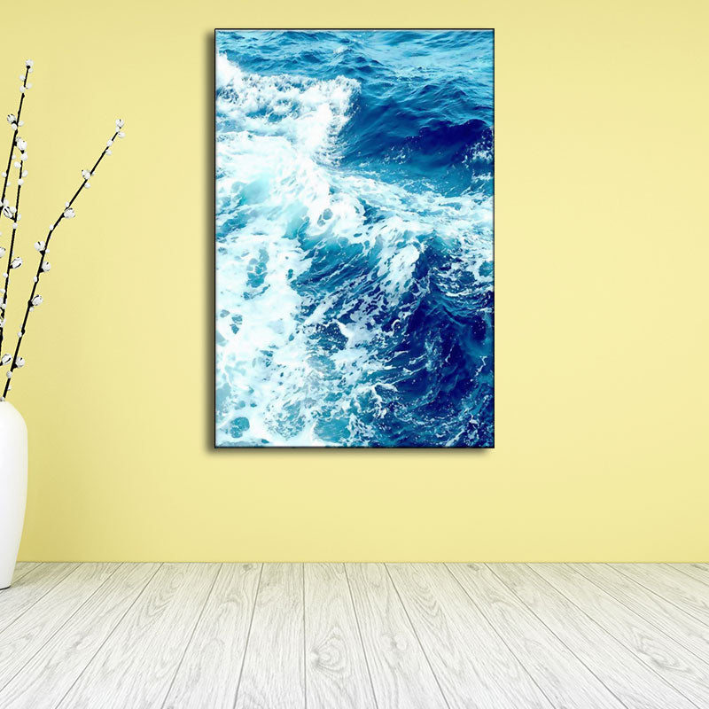 Blue Ocean Spindrift Canvas Art Seascape Modernist Textured Wall Decoration for Home