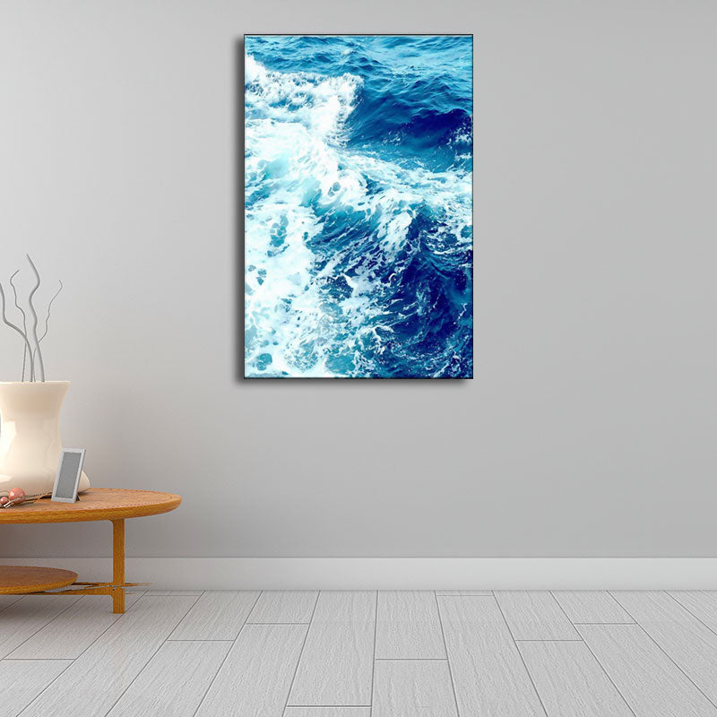 Blue Ocean Spindrift Canvas Art Seascape Modernist Textured Wall Decoration for Home