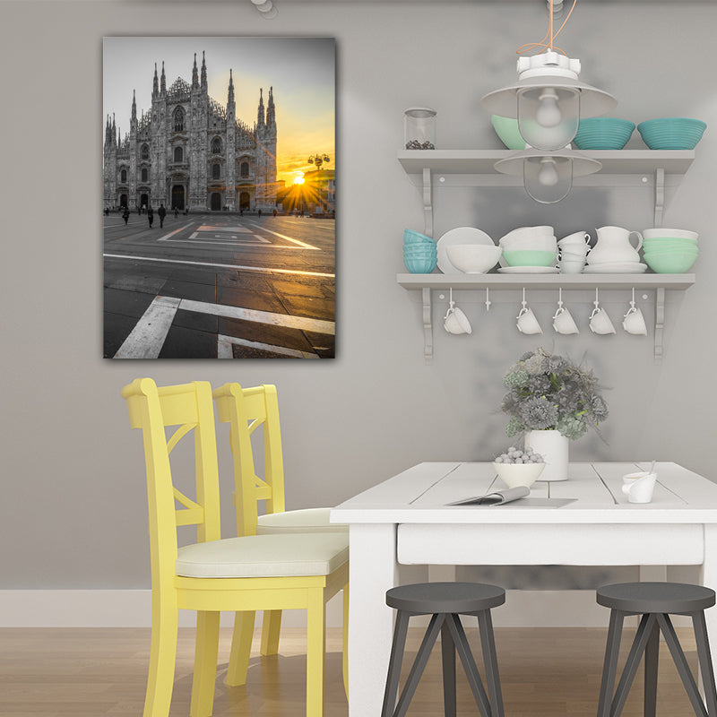 Architecture Sunset View Art Print Global Inspired Enchanting Landmark Canvas in Pastel Color