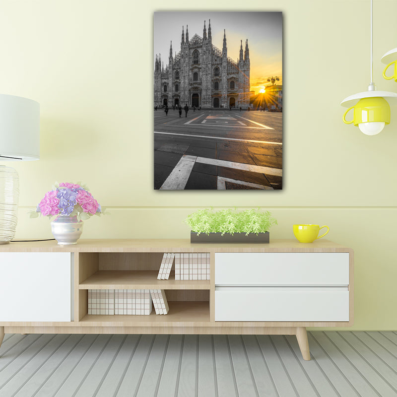 Architecture Sunset View Art Print Global Inspired Enchanting Landmark Canvas in Pastel Color