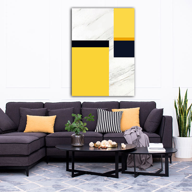 Canvas Yellow Wall Decor Modern Style Geometric Painting, Multiple Sizes Options