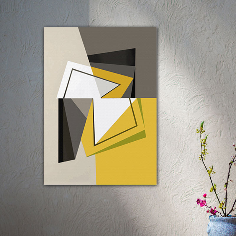 Canvas Yellow Wall Decor Modern Style Geometric Painting, Multiple Sizes Options