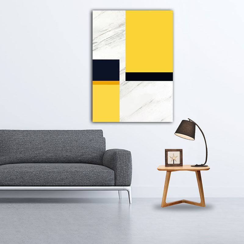 Canvas Yellow Wall Decor Modern Style Geometric Painting, Multiple Sizes Options