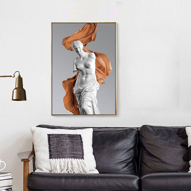 White Statue Canvas Wall Art Venus De Milo Modern Textured Wall Decor for Dorm Room