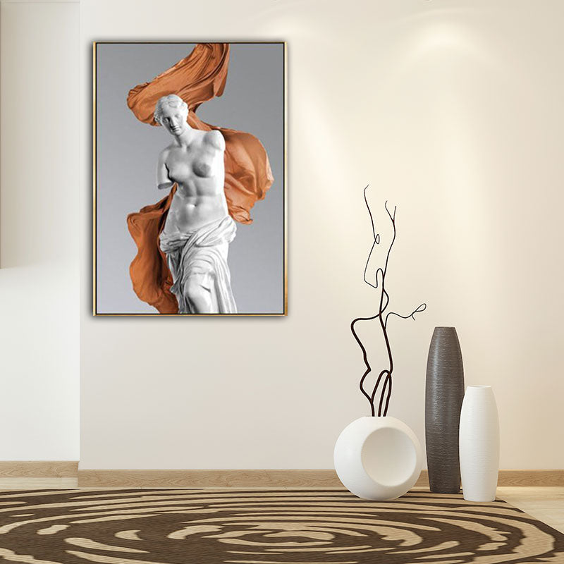 White Statue Canvas Wall Art Venus De Milo Modern Textured Wall Decor for Dorm Room