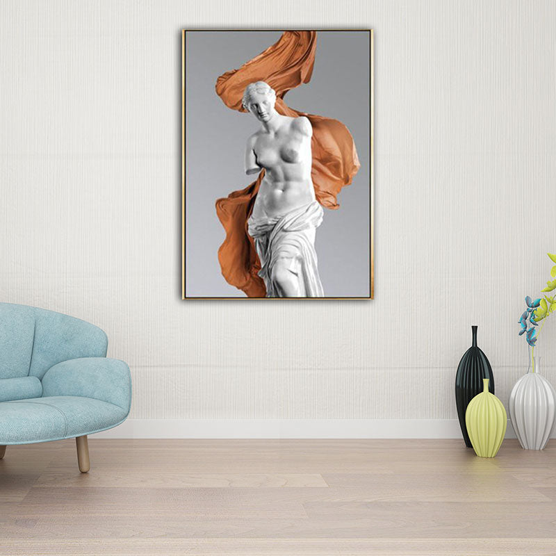 White Statue Canvas Wall Art Venus De Milo Modern Textured Wall Decor for Dorm Room