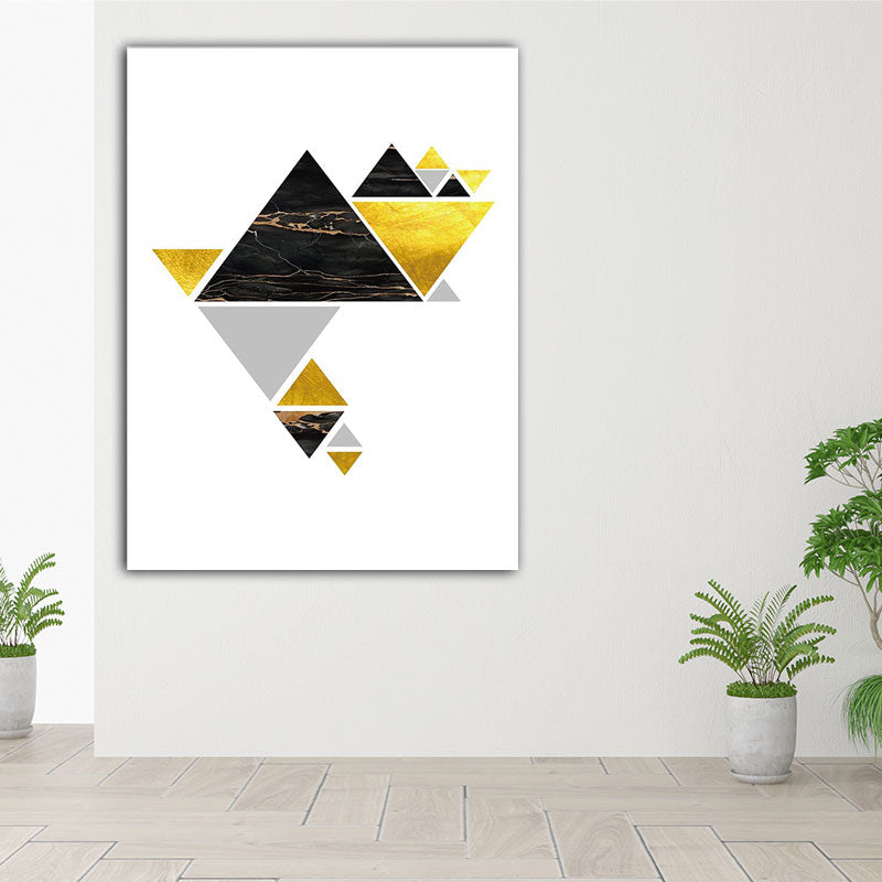 Geometry Triangle Pattern Wall Decor Modern Style Canvas Textured Painting in Yellow