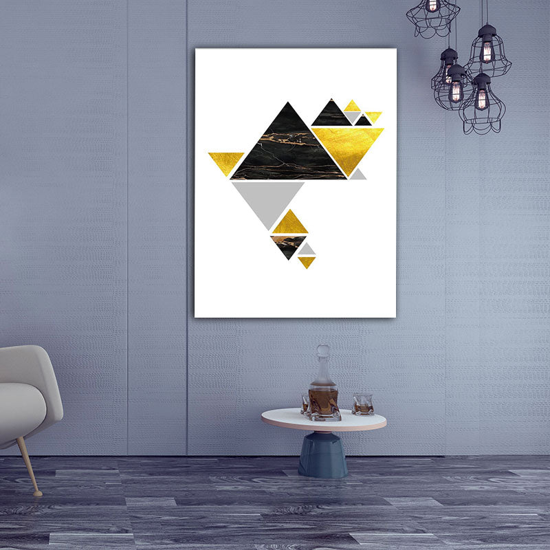 Geometry Triangle Pattern Wall Decor Modern Style Canvas Textured Painting in Yellow