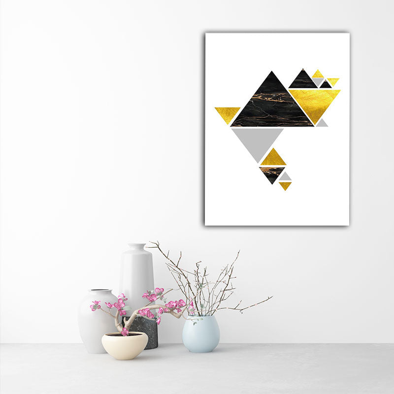 Geometry Triangle Pattern Wall Decor Modern Style Canvas Textured Painting in Yellow