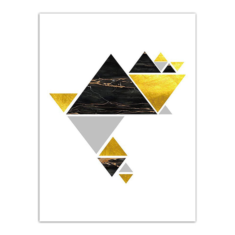 Geometry Triangle Pattern Wall Decor Modern Style Canvas Textured Painting in Yellow