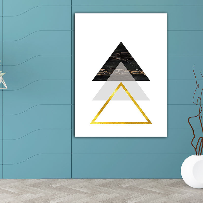 Geometry Triangle Pattern Wall Decor Modern Style Canvas Textured Painting in Yellow