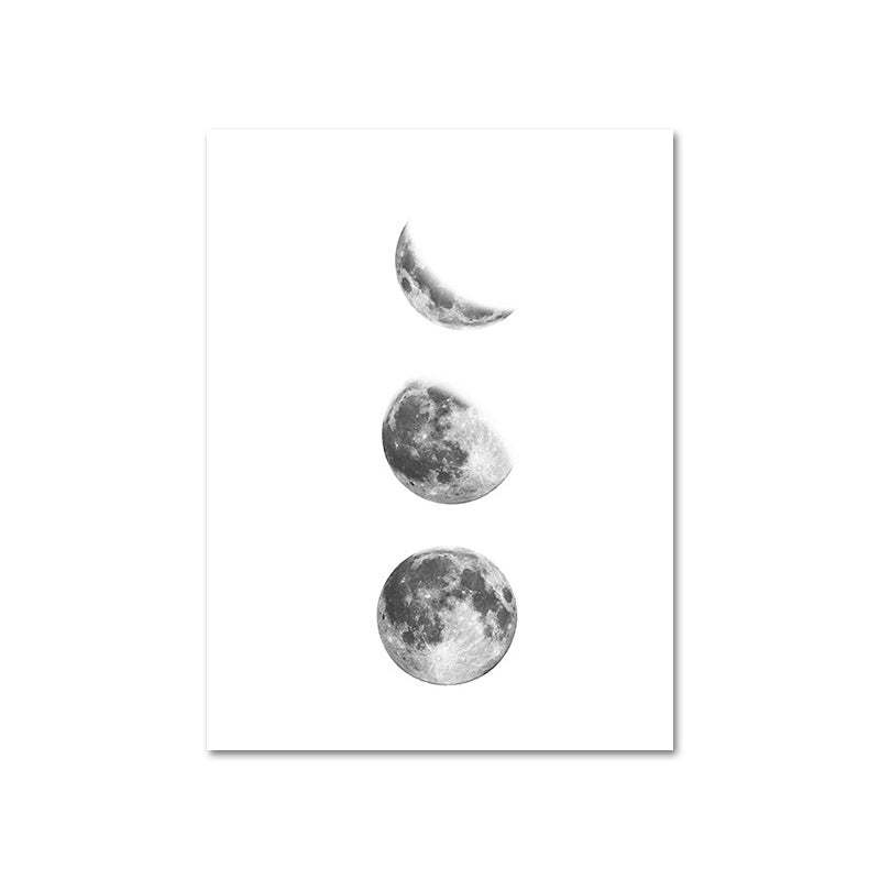 Canvas Textured Art Print Minimalistic Photographic Moon Eclipse Wall Decor for Home