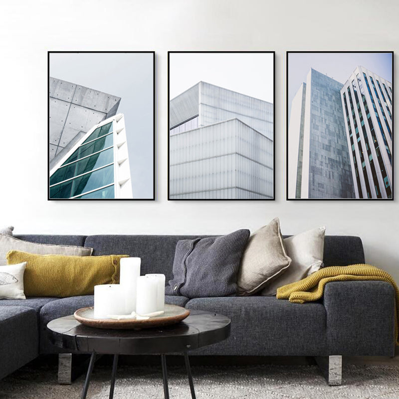 Modernism Skyscraper Exterior View Canvas Light-Color Architecture Wall Art Decor