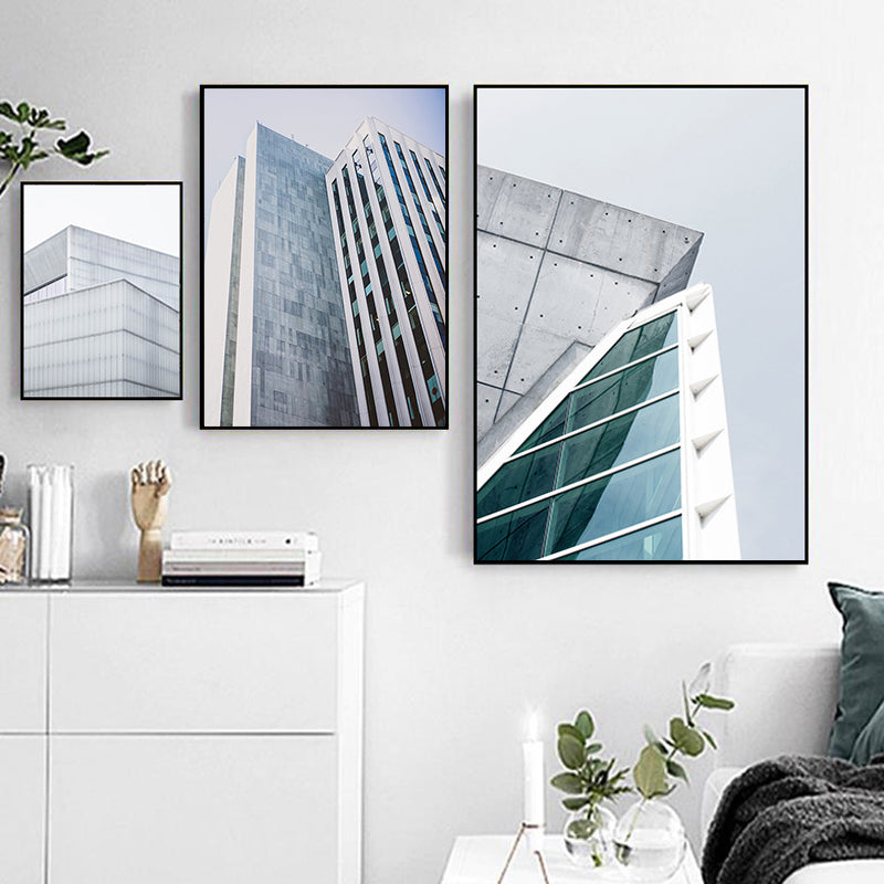 Modernism Skyscraper Exterior View Canvas Light-Color Architecture Wall Art Decor