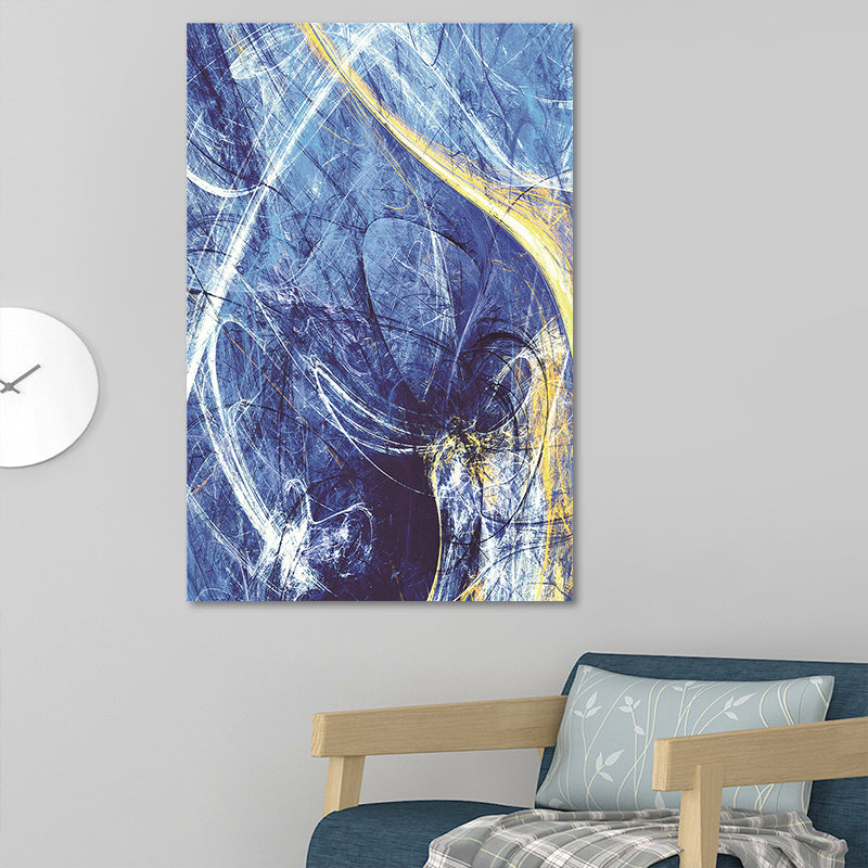 Modern Style Canvas Blue Abstract Pattern Wall Art Decor, Multiple Sizes Options