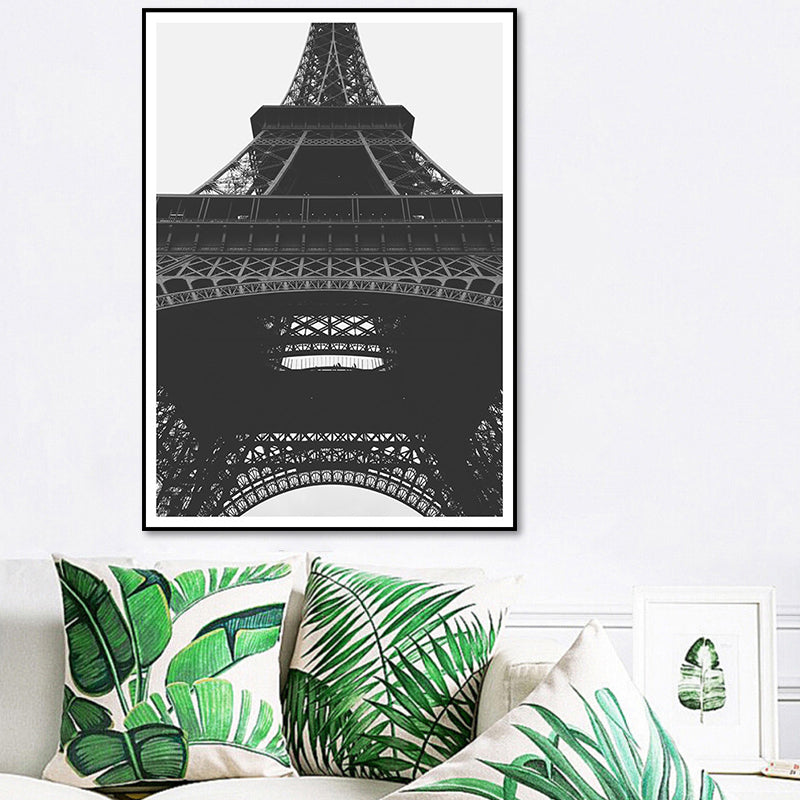 Eiffel Tower Wall Art Print Black and White Global Inspired Canvas for House Interior