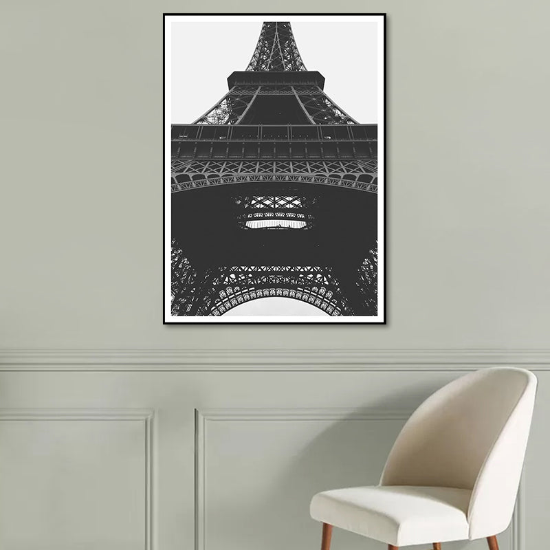 Eiffel Tower Wall Art Print Black and White Global Inspired Canvas for House Interior