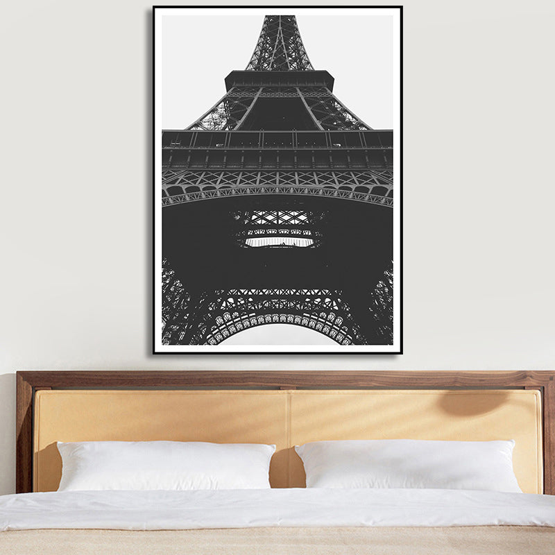 Eiffel Tower Wall Art Print Black and White Global Inspired Canvas for House Interior