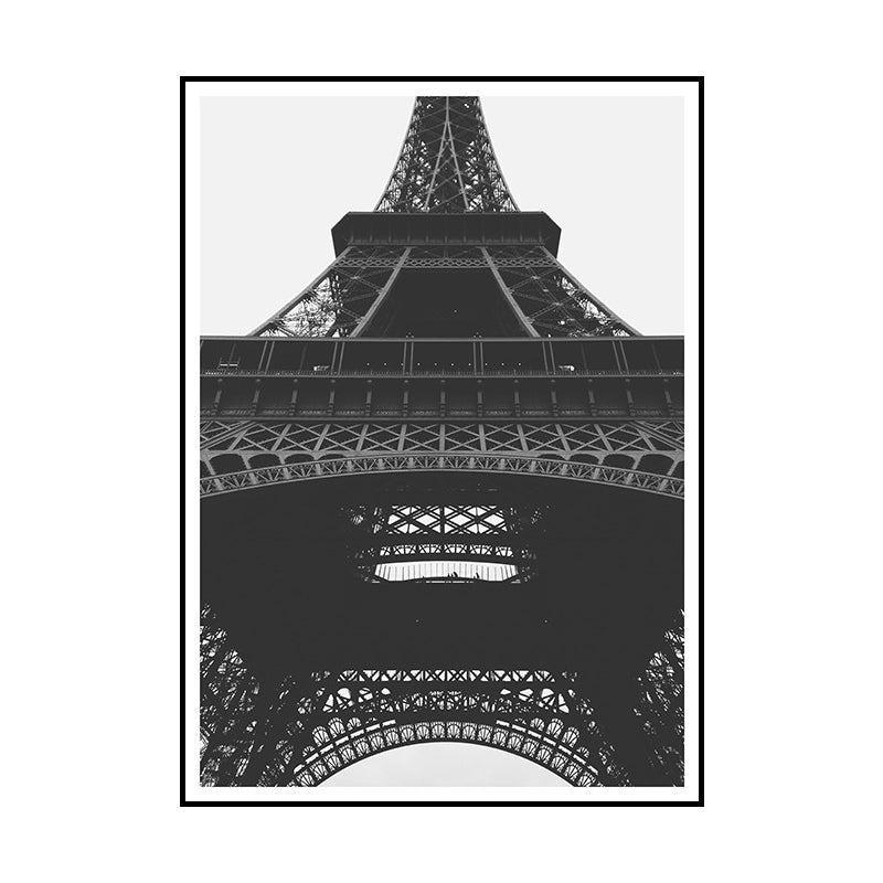 Eiffel Tower Wall Art Print Black and White Global Inspired Canvas for House Interior