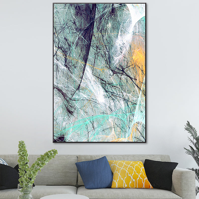 Green Abstract Wall Decor Textured Modern Bedroom Painting, Multiple Sizes Available