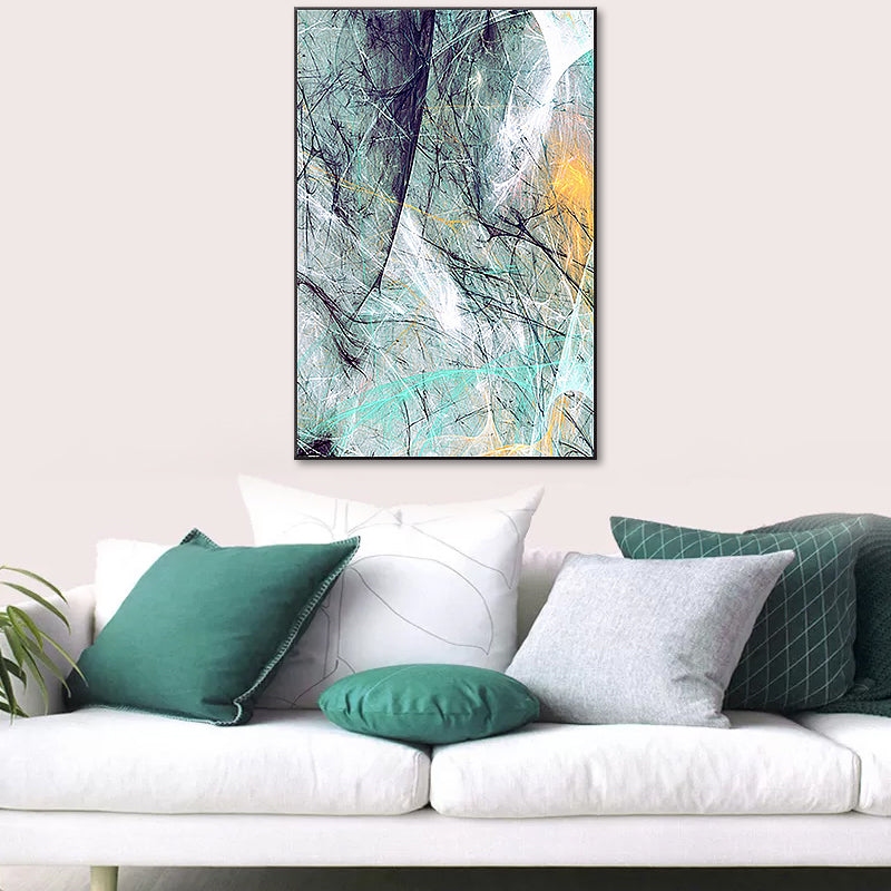 Green Abstract Wall Decor Textured Modern Bedroom Painting, Multiple Sizes Available