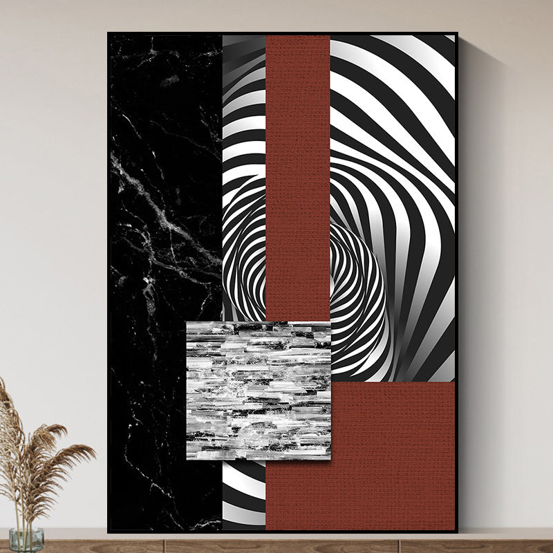 Abstract Wall Art Contemporary Textured Wrapped Canvas in Dark Color for Room