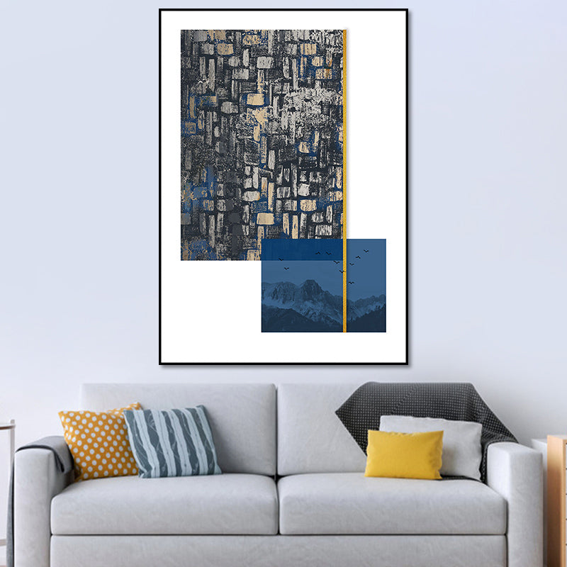 Abstract Wall Art Contemporary Textured Wrapped Canvas in Dark Color for Room