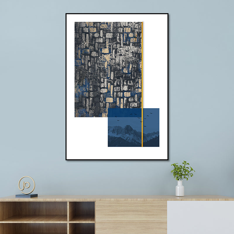 Abstract Wall Art Contemporary Textured Wrapped Canvas in Dark Color for Room