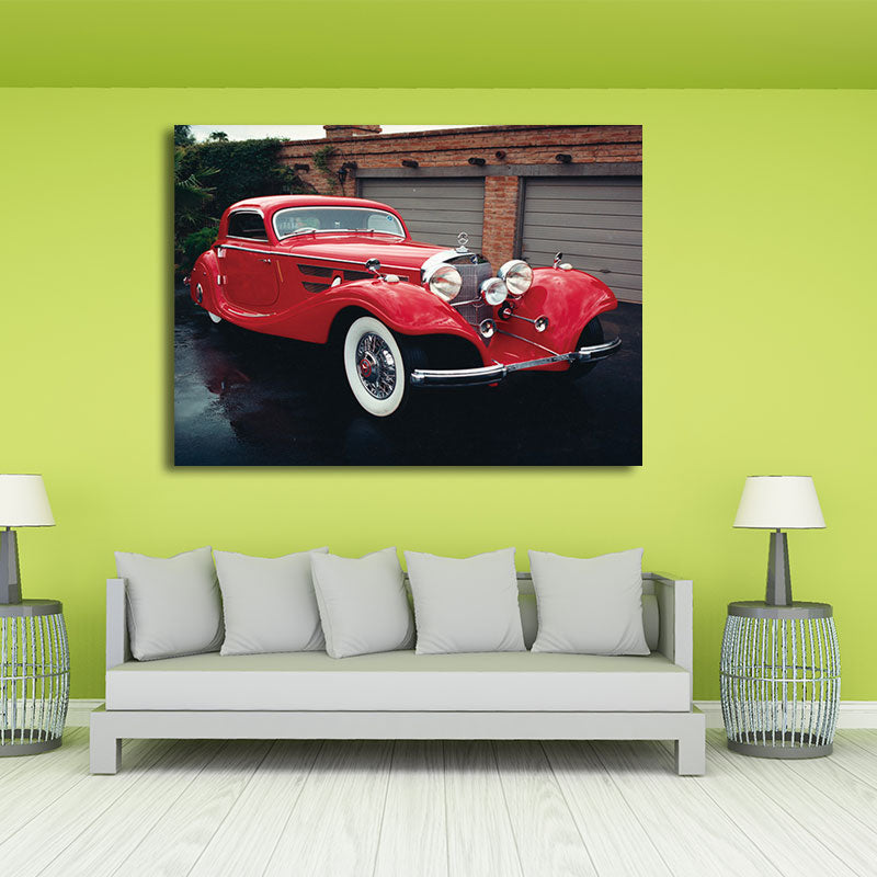 Modernist Photo Classic Car Canvas Print Bright Color Textured Wall Art for Boys Room