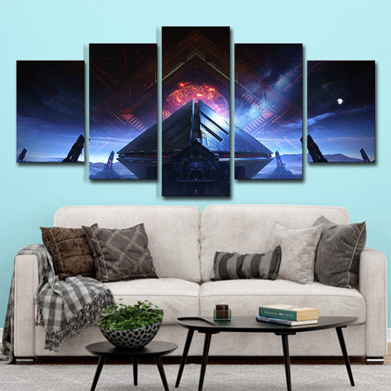 Contemporary Style Space Shuttle Canvas Blue Outer Space Wall Art Decor, Multiple Sizes Options