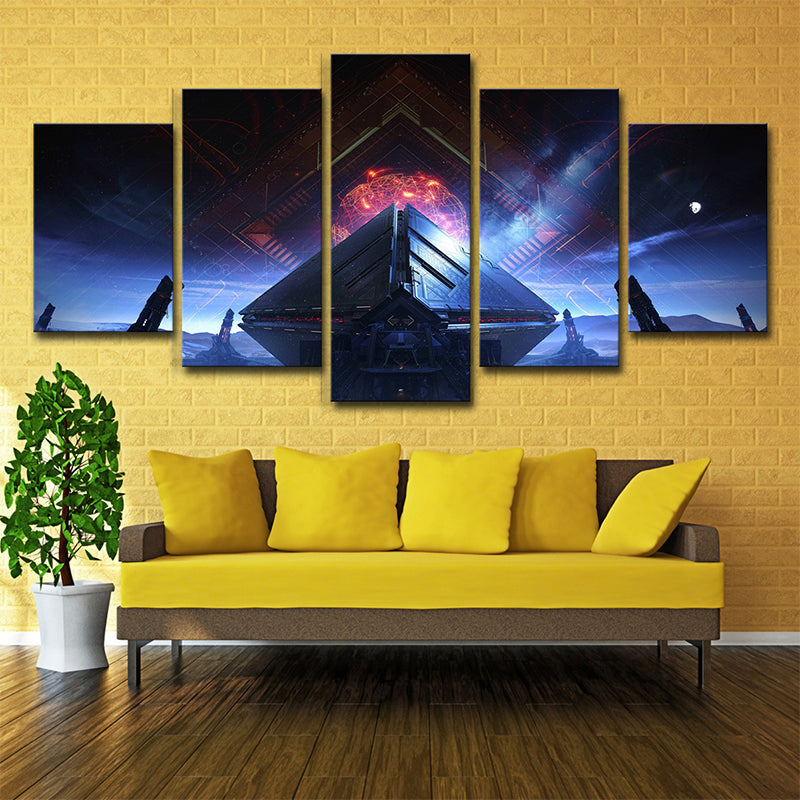 Contemporary Style Space Shuttle Canvas Blue Outer Space Wall Art Decor, Multiple Sizes Options