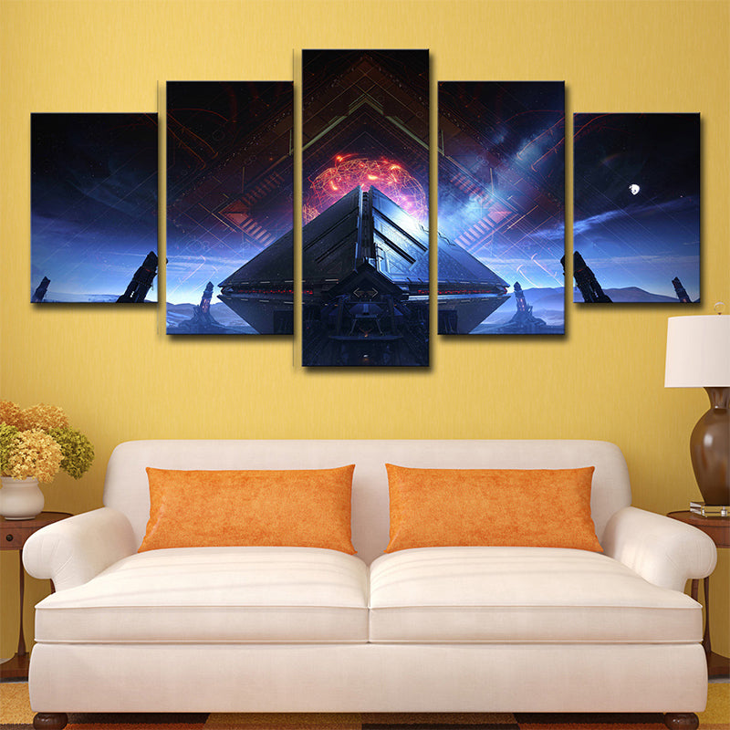 Contemporary Style Space Shuttle Canvas Blue Outer Space Wall Art Decor, Multiple Sizes Options