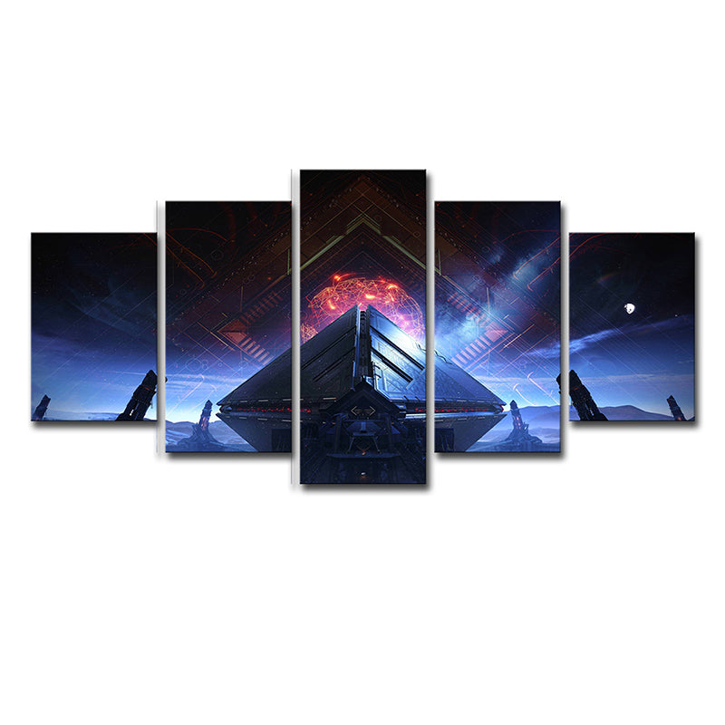 Contemporary Style Space Shuttle Canvas Blue Outer Space Wall Art Decor, Multiple Sizes Options